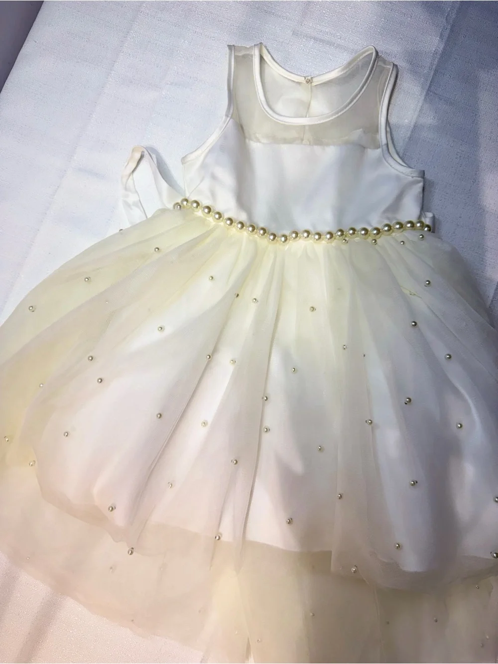 American Princess Cream Pearl-Trim Tulle Party Dress for Girls